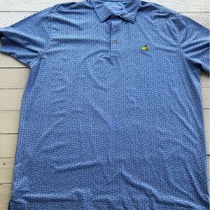 Masters Blue Printed Men's Polo with Embroidered Logo